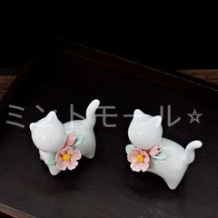 1点もの❣️】内藤ルネ 猫の陶器置物2体セット 昭和レトロ