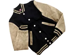 green label relaxing グリーンレーベルリラクシング ユナイテッドアローズ ウール混 本革 レザー スタジャン ジャケット size40/紺ｘベージュ ◇■ レディース