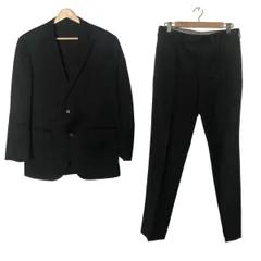 NEW YORKER(ニューヨーカー) シングルスーツ メンズ - 黒×ベージュ×ブルー ストライプ/肩パッド