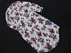 JEANASIS ジーナシス 花柄 バンドカラー シャツ ワンピース sizeF/白ｘ赤ｘ青 ◇■ レディース