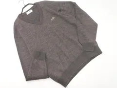 CROCODILE クロコダイル ウール混 ロゴ刺 Vネック ニット セーター sizeM/チャコールブラウン ◇■ メンズ
