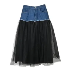Ray BEAMS デニム切替 チュール スカート