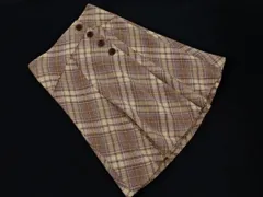 KUMIKYOKU 組曲 大きいサイズ ウール100% チェック Aライン 台形 スカート size6/ベージュｘラベンダー ◇■ レディース