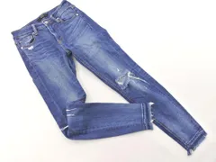 AZUL BY MOUSSY アズールバイマウジー ダメージ加工 カットオフ スキニー デニムパンツ sizeXS/紺 ■■ レディース