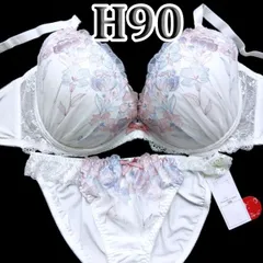 ♪[格安]67[H90&3L]ブラ ショーツ セットpan cuteソフトワイヤー　ホワイト&パステルカラー花柄　大きなカップサイズ 　新品未使用