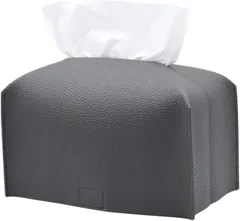 TOMOTHY ティッシュケース おしゃれ 厚型 深型 2段 ティッシュカバー 北欧 韓国インテリア (チャコールグレー,  約245mmx130mmx130mm)