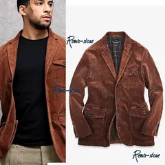 ★最高級 ヘヴィコットン クラシック 硫化染め ウォッシュ加工 コーデュロイ スーツジャケット レンガ色 S〜3XL 大きいサイズ ヴィンテージ★sw651