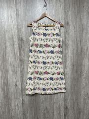 Laura Ashley ローラアシュレイ リネン混 花柄 総柄 フラワー ひざ丈 Aライン ワンピース size９/ベージュ ■◆ レディース