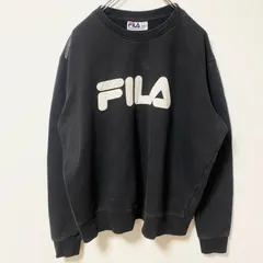 古着 used FILA フィラ 長袖クルーネックビッグロゴスウェット　トレーナー　オーバーサイズ　ブラック　XLサイズ