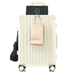 スーツケース キャリーケース キャリーバッグ Sサイズ フレームタイプ 機内持ち込み アルミ USBポート付き カップホルダー フック式底足 ドリンクホルダー 軽量 電車 おしゃれ 静音 海外 高級感 TSAロック 小型 1～3日