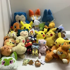 ◆ 【ジャンク品】 27点 まとめ商品 ポケモン ぬいぐるみ マスコット ③ ライコウ ニャビー エーズバーン など ポケセンあり。 現状品