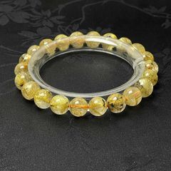 金運UP】​天然石ゴールデンマイカ バングル ✨シルキー光沢 希少 56 