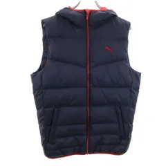 PUMA プーマ ダウンベスト S ネイビー メンズ 古着
