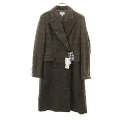 未使用 UNIQLO ユニクロ INES DE LA FRESSANGE イネスドラフレサンジュ コラボ チェック柄 ツイード コート L ブラウン系 レディース 古着