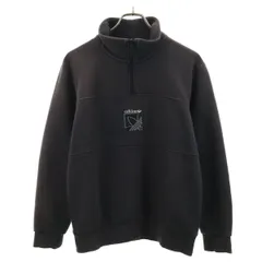 adidas アディダス トレフォイルロゴ 長袖 ハーフジップ スウェット トレーナー XS ブラック 裏起毛 メンズ 古着