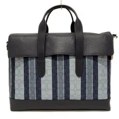 コーチ ビジネスバッグ美品  ハミルトン ポートフォリオ ブリーフ シグネチャー ジャカード ウィズ ストライプ C8192 本体ロックなし