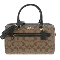 COACH コーチ ローアン　サッチェル シグネチャー　キャンバス ハンドバッグ F83607 レディース PVCコーティングキャンバス レザー ブラウン ブラック 中古