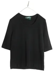 【お得なクーポン配布中!】 90s ローレン ラルフローレン 半袖 ニット セーター レディース L / オールド ポロ 100% カシミヤ 黒 きれいめ カットソー ラウンドネック