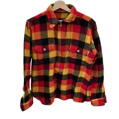 186000 現状品 A BATHING APE アベイシングエイプ ハーフジップ　チェック　シャツ L