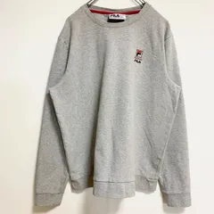 古着 used　FILA　フィラ　長袖ワンポイントプリントスウェット　クルーネックトレーナー　グレー　秋冬服　Lサイズ