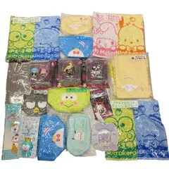 186001 新品未使用 SANRIO サンリオ 当たりくじ ばつ丸 ポチャッコ タキシードサム ケロケロけろっぴ プリン 大量 未開封品 収納 ポーチ タオル キーホルダー  18点まとめ売り