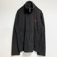 古着 used　PUMA　プーマ　長袖ハイネックフリースジャケット　ジップアップアウター　ワンポイント刺繍　黒　ブラック　秋冬服