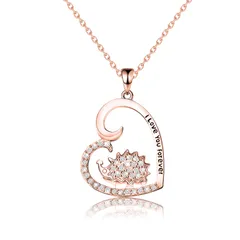 FEELMEM ハリネズミネックレス かわいい動物 I Love You Forever CZ ハリネズミ ラブ ハート ペンダント ネックレス 女性 ガールズ ハリネズミ愛好家へのギフトに, 銅, Na/ [ハリネズミ-ローズゴールド]