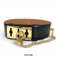 CELINE セリーヌ マンテルチェーンベルト ブラック ゴールド金具