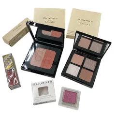 186005 TASAKI タサキ shu uemura キヌルージュ ラウンドカット ヌード,アイスカルプト ハーモニー ベージュ,サクラゴールド,アイシャドーG ビビッド グレープ168 フェイスカラー チーク 4点まとめ売り
