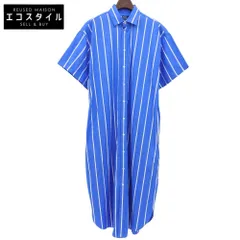 POLO RALPH LAUREN ポロ ラルフローレン ブルー ストライプ コットン シャツドレス 半袖ワンピース レディース S S