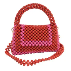 kate spade 2wayハンドバッグ ビーズバッグ レッド ピンク