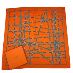 未使用品 HERMES エルメス スカーフ シルク カレ90 花柄 胡蝶蘭