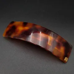 ALEXANDRE DE PARIS アレクサンドルドゥパリ バレッタ ヘアアクセサリー 髪留め べっ甲風 ロゴ フランス製 ブラウン 茶 上品 ギフト プレゼント 贈り物