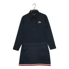 中古 レディース トミーヒルフィガーゴルフ TOMMY HILFIGER GOLF ワンピース L 紺 ジャカード素材 ダンボールニット