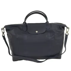 LONGCHAMP 2WAYバッグ レザー ネイビー