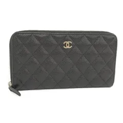CHANEL ラウンドファスナー 長財布 キャビアスキン レザー ブラック AP0242
