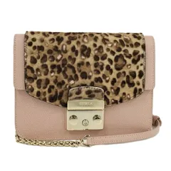FURLA メトロポリス ショルダーバッグ レザー ハラコ ピンクベージュ