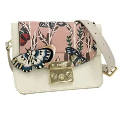 FRULA ショルダーバッグ メトロポリス ちょうちょ柄 レザー ホワイト