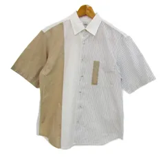タケオキクチ 半袖シャツ トップス ストライプ柄 コットン メンズ 1サイズ 白×ベージュ×青 TAKEO KIKUCHI 【中古】