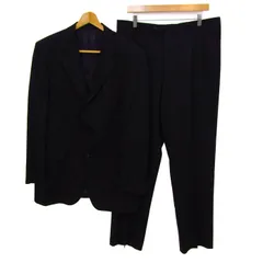 トップバリュ スーツ セットアップ 上下セット ストライプ柄 大きいサイズ メンズ 104AB9サイズ ブラック TOPVALU 【中古】