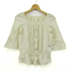 アンタイトル ブラウス シャツ トップス 5分袖 ストライプ柄 日本製 レディース ベージュ UNTITLED 【中古】