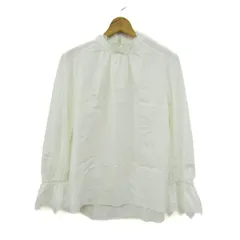 アウィーエフ ブラウス シャツ トップス 長袖 フリル レース レディース 38サイズ ホワイト Auie F 【中古】