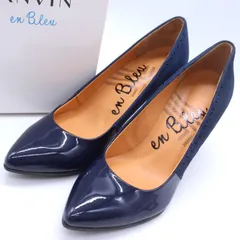 ランバンオンブルー パンプス ハイヒール シューズ ブランド 靴 日本製 レディース 24サイズ ネイビー LANVIN en Bleu 【中古】