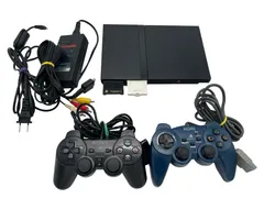 動作品 PS2 SCPH-77000 本体 コントローラー2個 メモリーカード2個 薄型 セット プレステ2