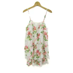 コケット キャミソールワンピース トップス フリル 花柄 レディース Mサイズ 白×ピンク×緑 Coquette 【中古】