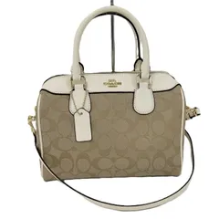 COACH 2WAYショルダーバッグ シグネチャー キャンバス レザー ベージュ ホワイト F32203