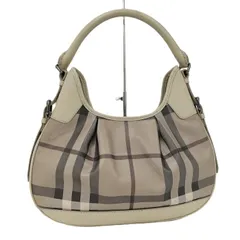 BURBERRY ワンショルダーバッグ レザー PVCコーティング チェック グレージュ系