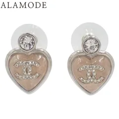 CHANEL(シャネル) ココマーク ラインストーン ハートピアス メタル ピアス アクセサリー ジュエリー シルバー銀 ピンク レディース 40802174076【中古】【アラモード】
