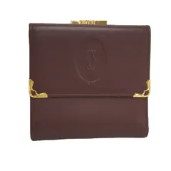 Cartier コンパクトウォレット 三つ折り財布 がま口 マストライン レザー ボルドー