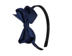 【新着商品】入学式 卒業式 結婚式 11cm 発表会 パーティ かわいい 髪飾り 髪留め おしゃれ ヘアアクセサリー (ネイビー) ふんわり 子供 女の子 大きい リボン カチューシャ